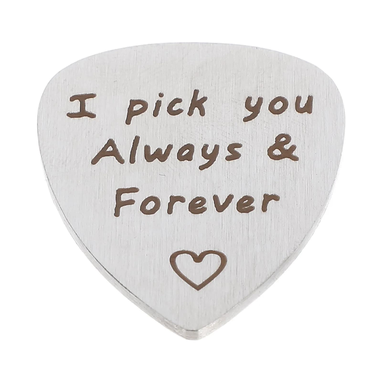 Plettro per Chitarra in Acciaio Inox 316 e Titanio, Lucidato a Mano, Design 'I Pick You', Comfort e Alte Prestazioni per Chitarra, Basso e Ukulele