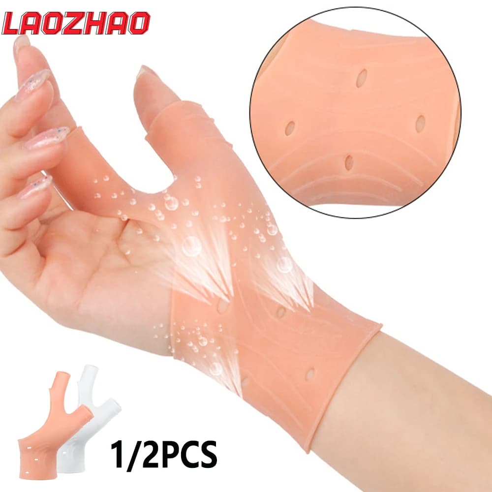 LAOZHAO 1/2 Pezzi Guanti per Polso e Pollice, Supporto Elastico Impermeabile in Gel di Silicone per Polso, con Foro per il Pollice, per Pressione sulle Mani