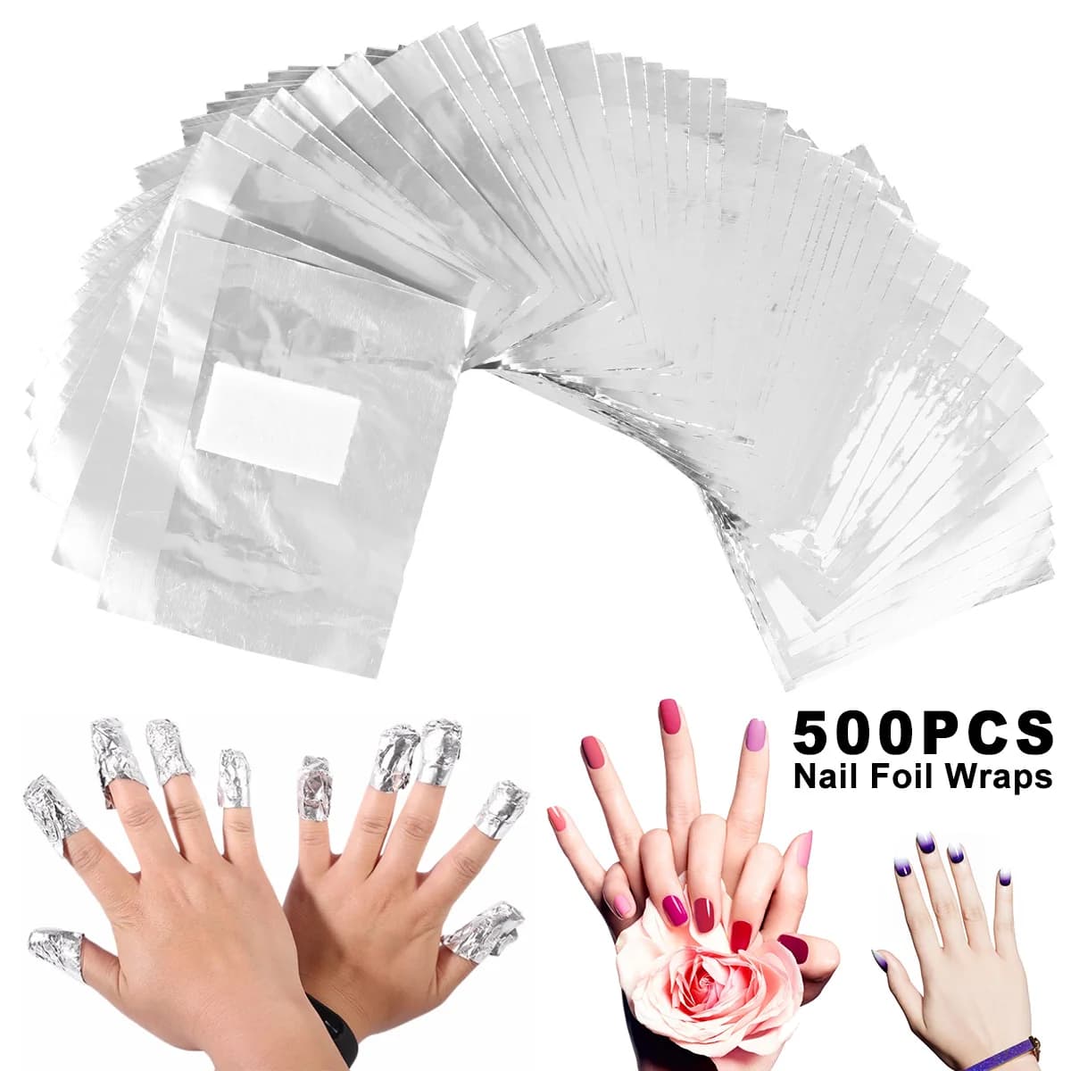 500/1000 pcs Aluminum Sheet Gel Nail Remover Saws Soak Nail Remover Acrylic Gel UV Remover Wrap with Acetone Manicure Tool