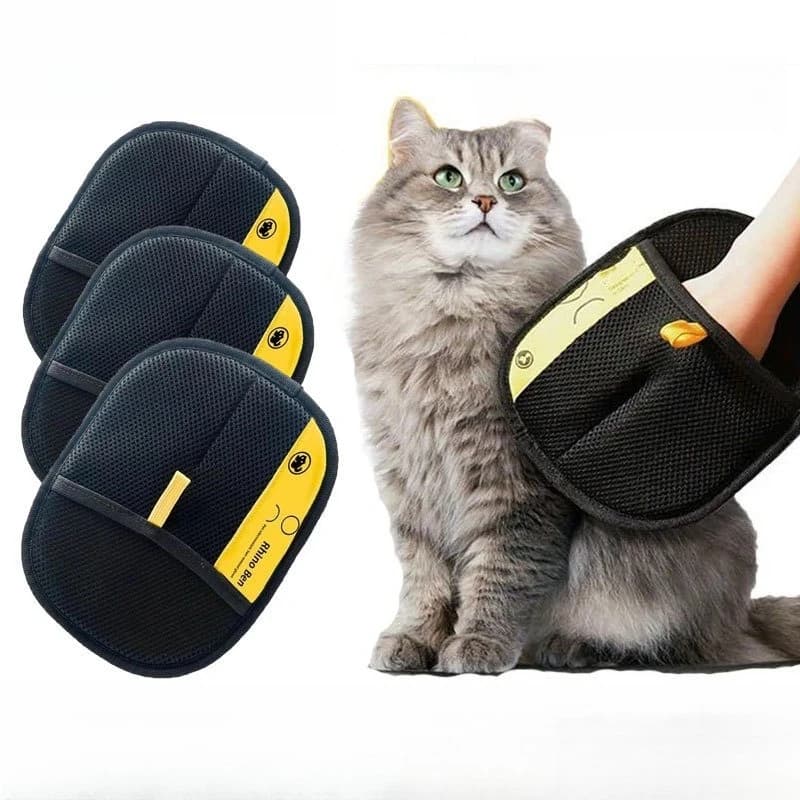 3 guanti elettrostatici per la rimozione dei peli di animali domestici, per cani e gatti, guanto per toelettatura riutilizzabile e lavabile con spazzola 2 in 1.