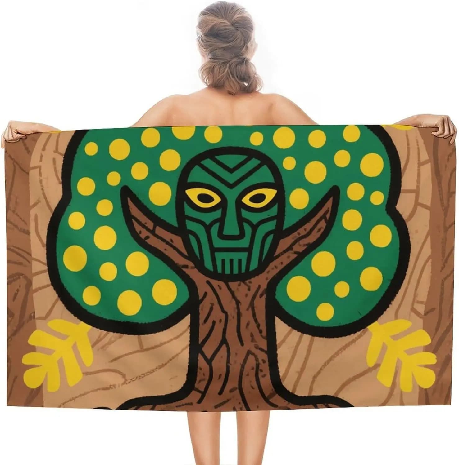 Telo Mare Oversize in Microfibra Sottile Anti-Sabbia con Totem Spirituale, Asciugamano da Bagno Assorbente, Asciugatura Rapida, Leggero da Viaggio