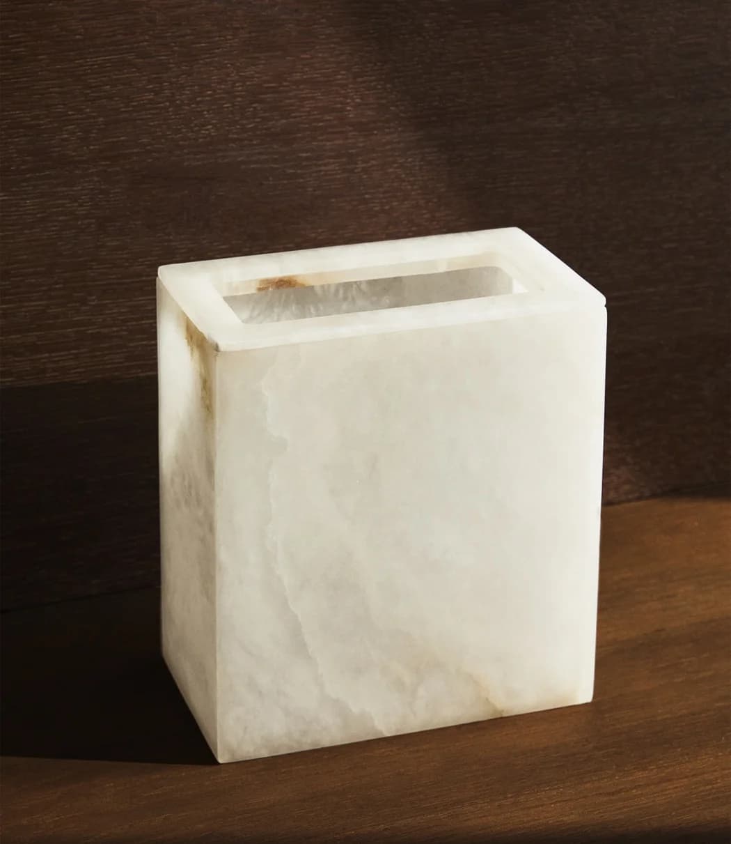 Cestino della spazzatura scoperto in gesso con fiocco di neve in pietra naturale, cestino per il riciclo, per bagno, cucina, hotel, toilette, decorazioni per la casa