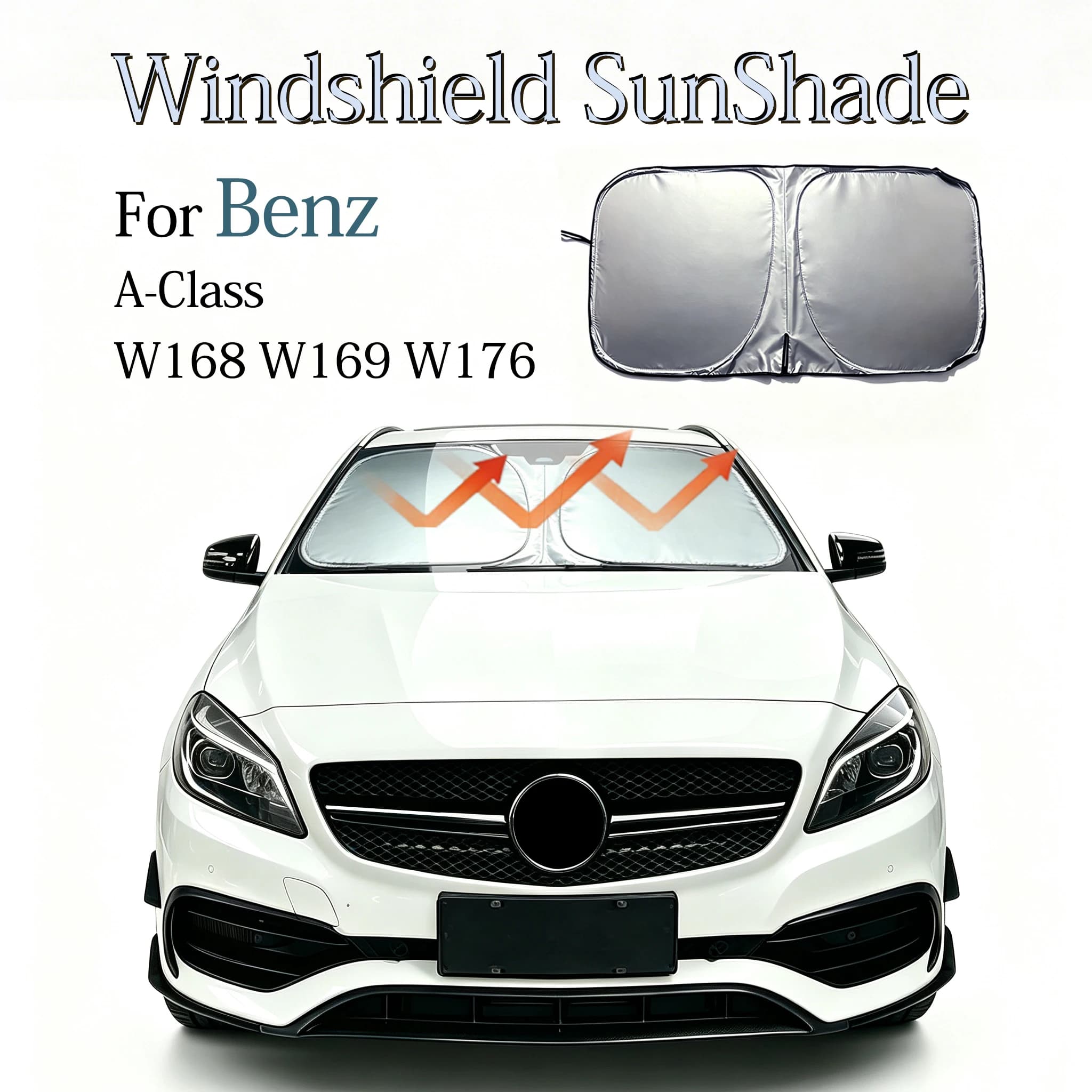 Windshield Sunshade For Mercedes-Benz A-Class W169 W168 W176 Foldable Space-Saver Sun Shade Lightproof Anti-UV Car Accessories