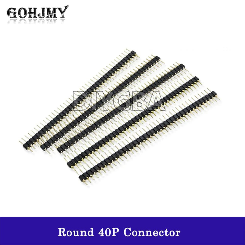 5PCS Round Connector 40P Male Strip Header Single Fila 40 Pin 2.54mm Pin Ago 1x40 Connector 40Pin Connector GOHJMY