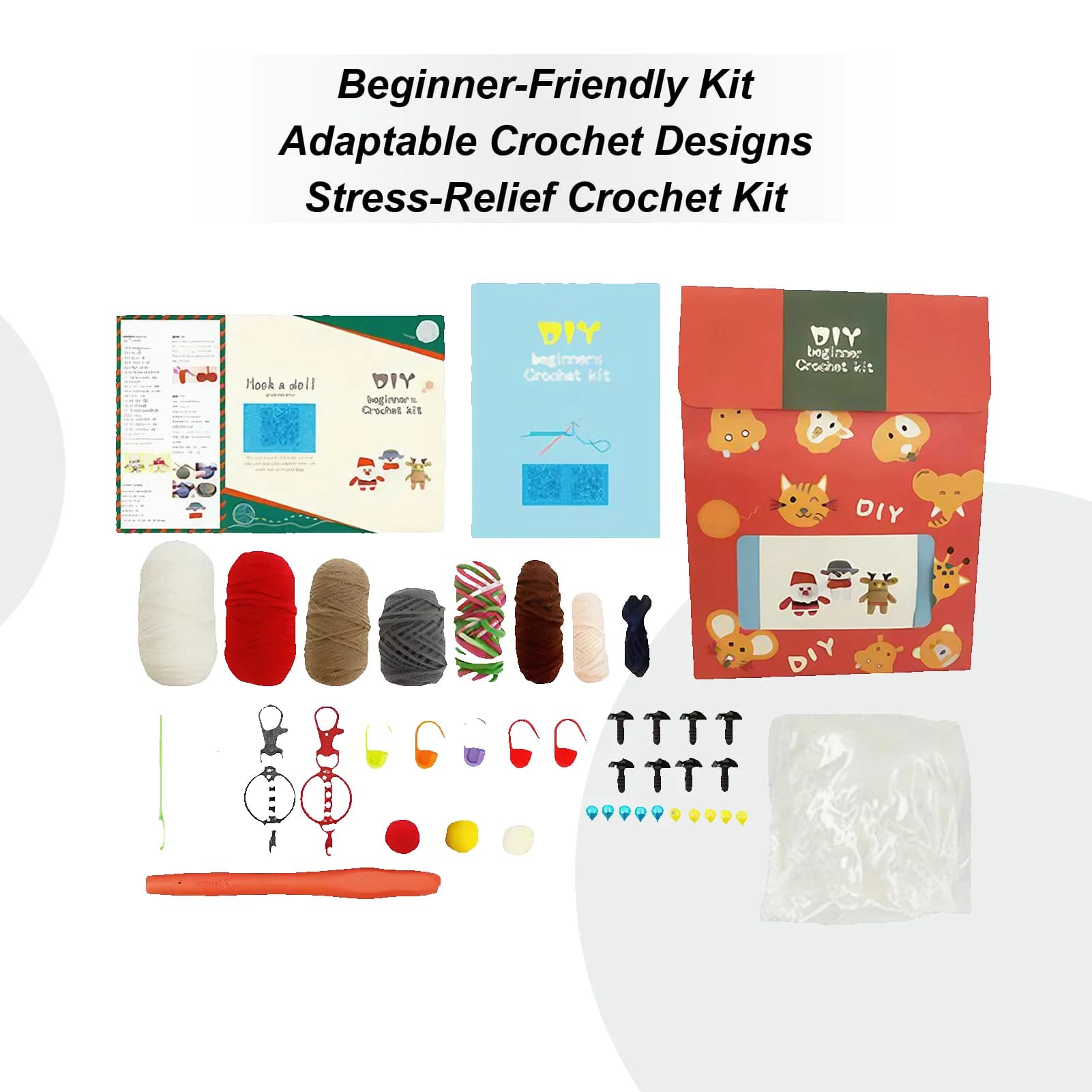 Kit per uncinetto natalizio per principianti Set per realizzare fatto a mano Kit per bambole natalizie all'uncinetto per adulti Adolescenti Appassionati di fai da te Principianti artigianali