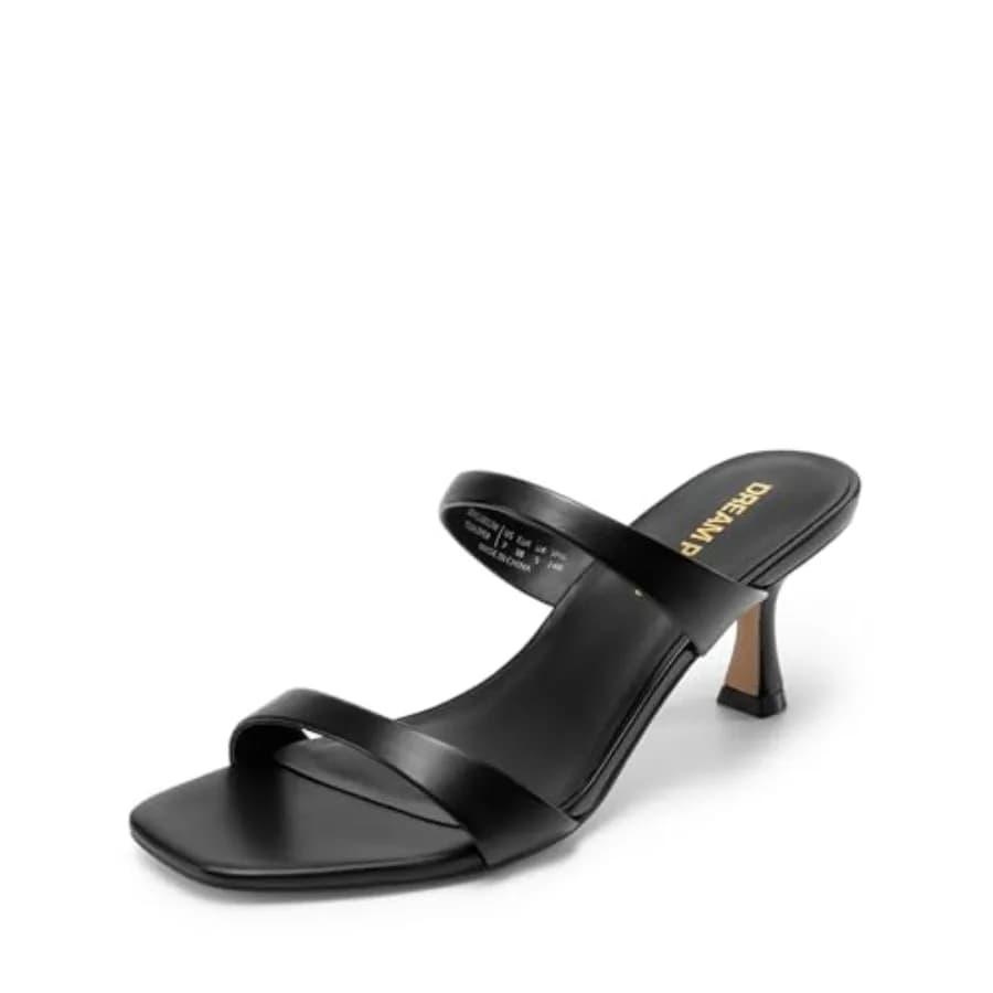 DREAM PAIRS Women's Low Kitten Heels Square Toe Two Strap Slip on 2. Inch Heeled Sandals 202 Dress Casual Summer Mules for Part