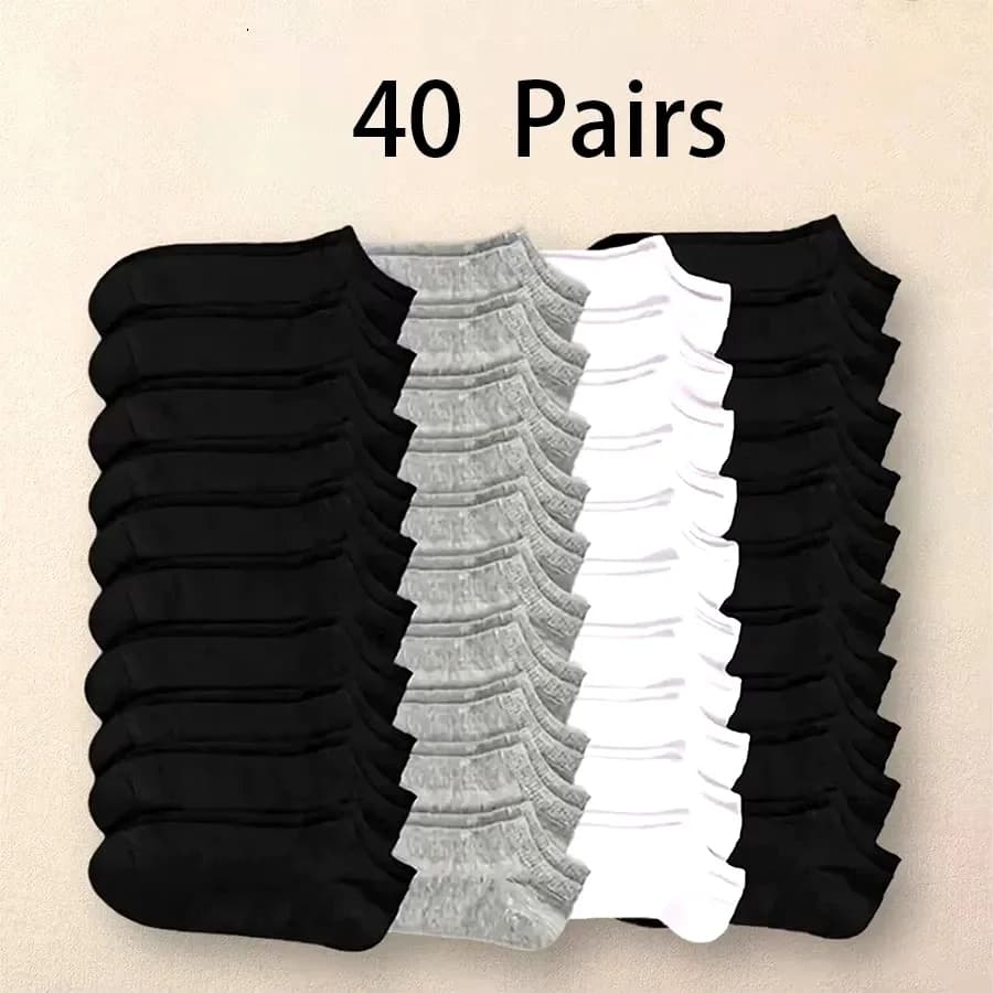 Summer Spring Unisex Solid Color Ankle Socks 10/20/40 Pairs Soft Lightweight No Show Sports Socks for Men Women Bulk Value Pack