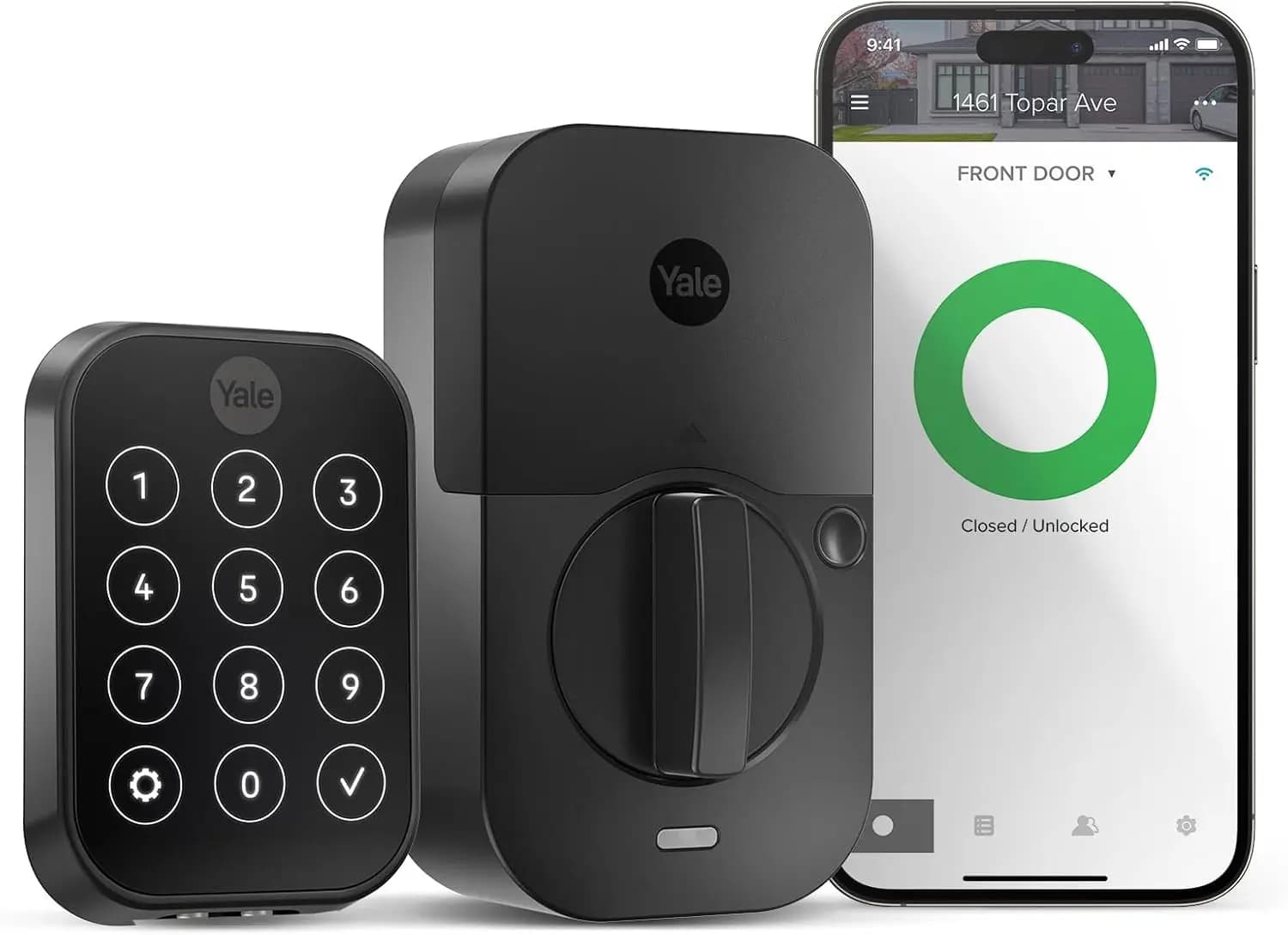 Serratura Intelligente con Wi-Fi, Tastierino e Controllo App per Porta d'Ingresso - Accesso Senza Chiave Sicuro, Finitura in Pelle Scamosciata Nera