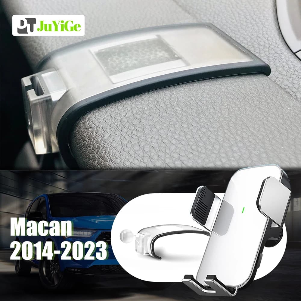 Per Porsche Macan 95B 2014-2023 2015 2016 2017 Supporto per telefono cellulare per auto Staffa fissa speciale Ricarica wireless magnetica solare