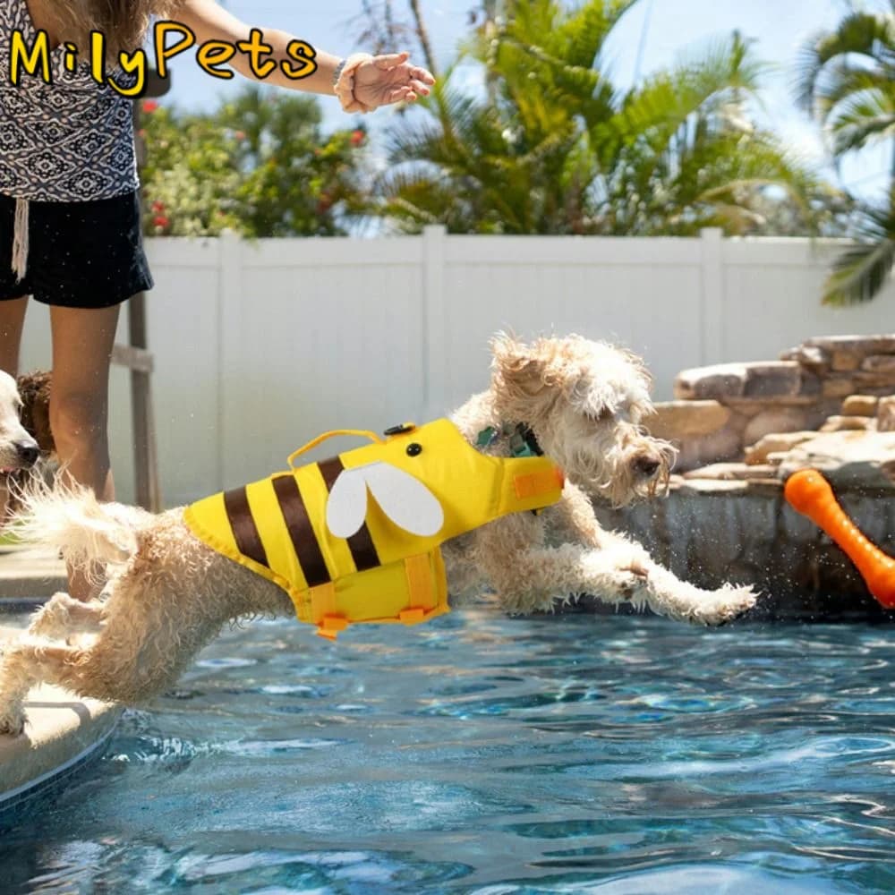 Practical Little Bee Pet Dog Life Jacket Soft Breathable Dog Swimming Clothes Adjustable Pet Life Vest Harness Outdoor