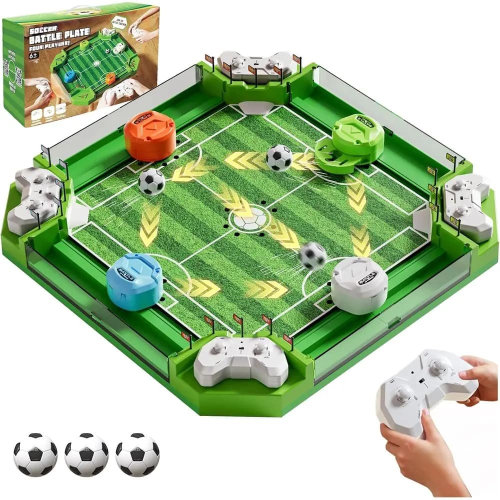 Mini gioco da tavolo di calcio con 3 palloni e 4 telecomandi per bambini dai 3 ai 12 anni