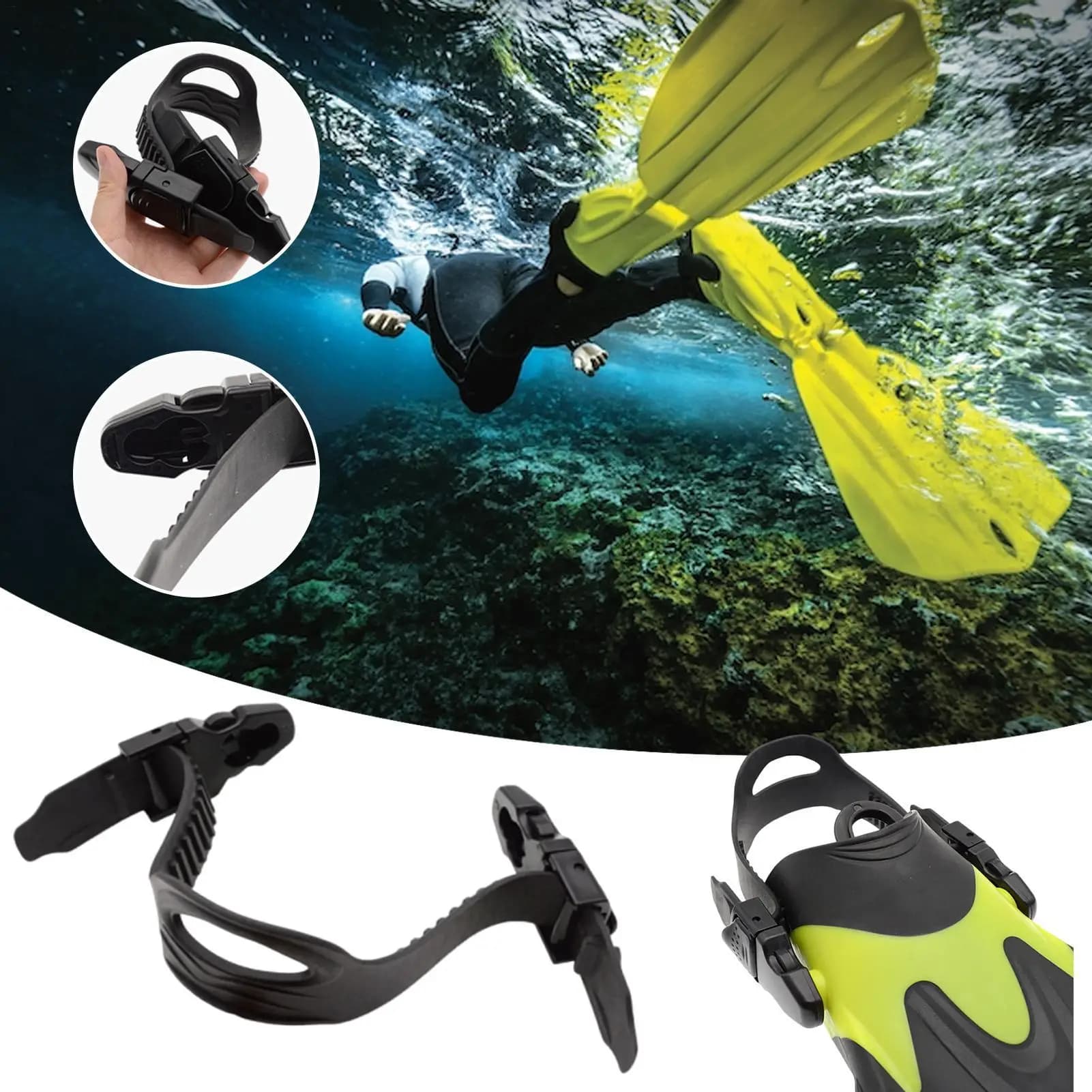 Replacement Fin Straps Adjustable Open Heel Fins Straps Set 2pcs Non Slip Snorkeling Gear for Divers Swimmers Adults Men Women