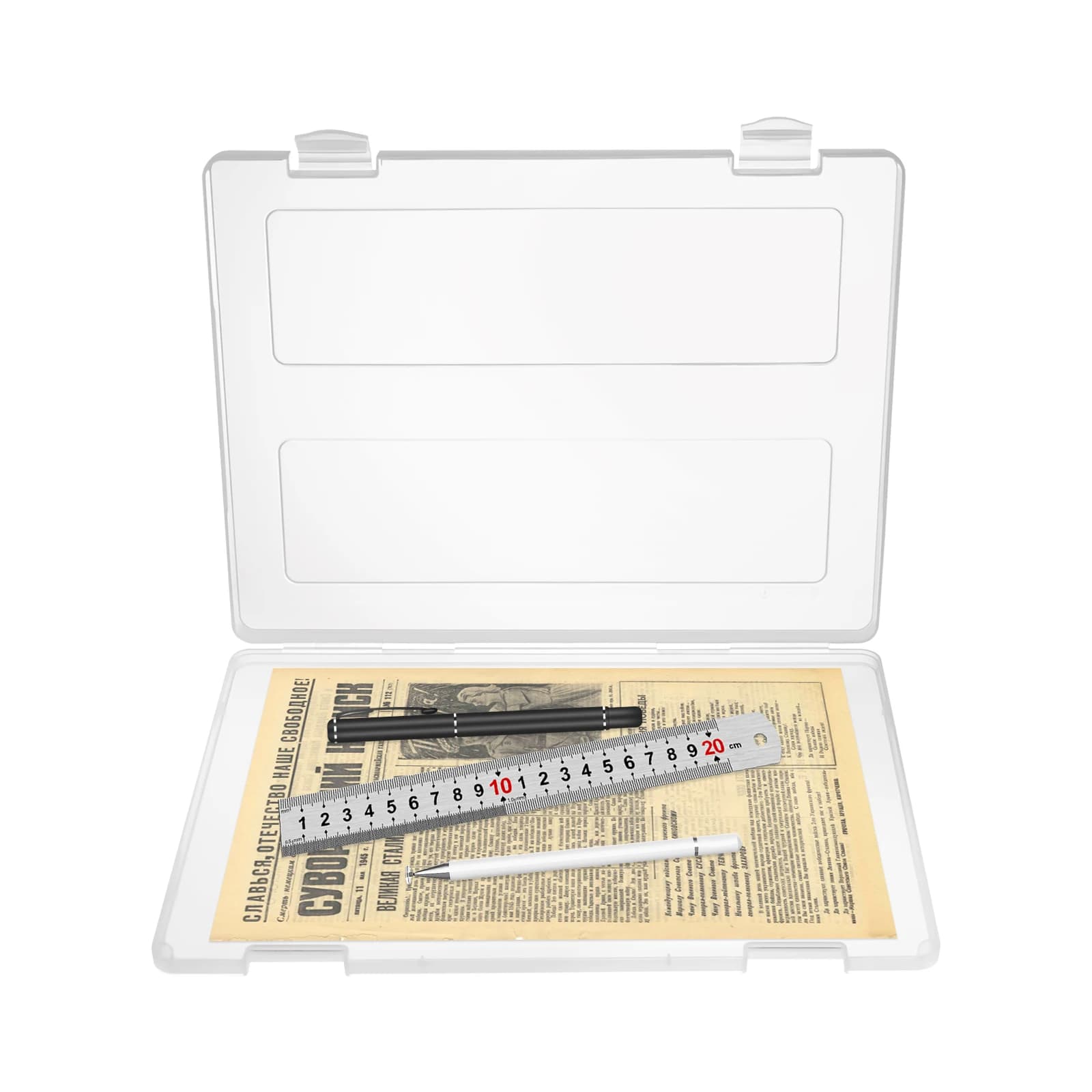 15 pcs transparent table file box PP paper storage box with rounded corners 31.8*24*2.4 cm closure