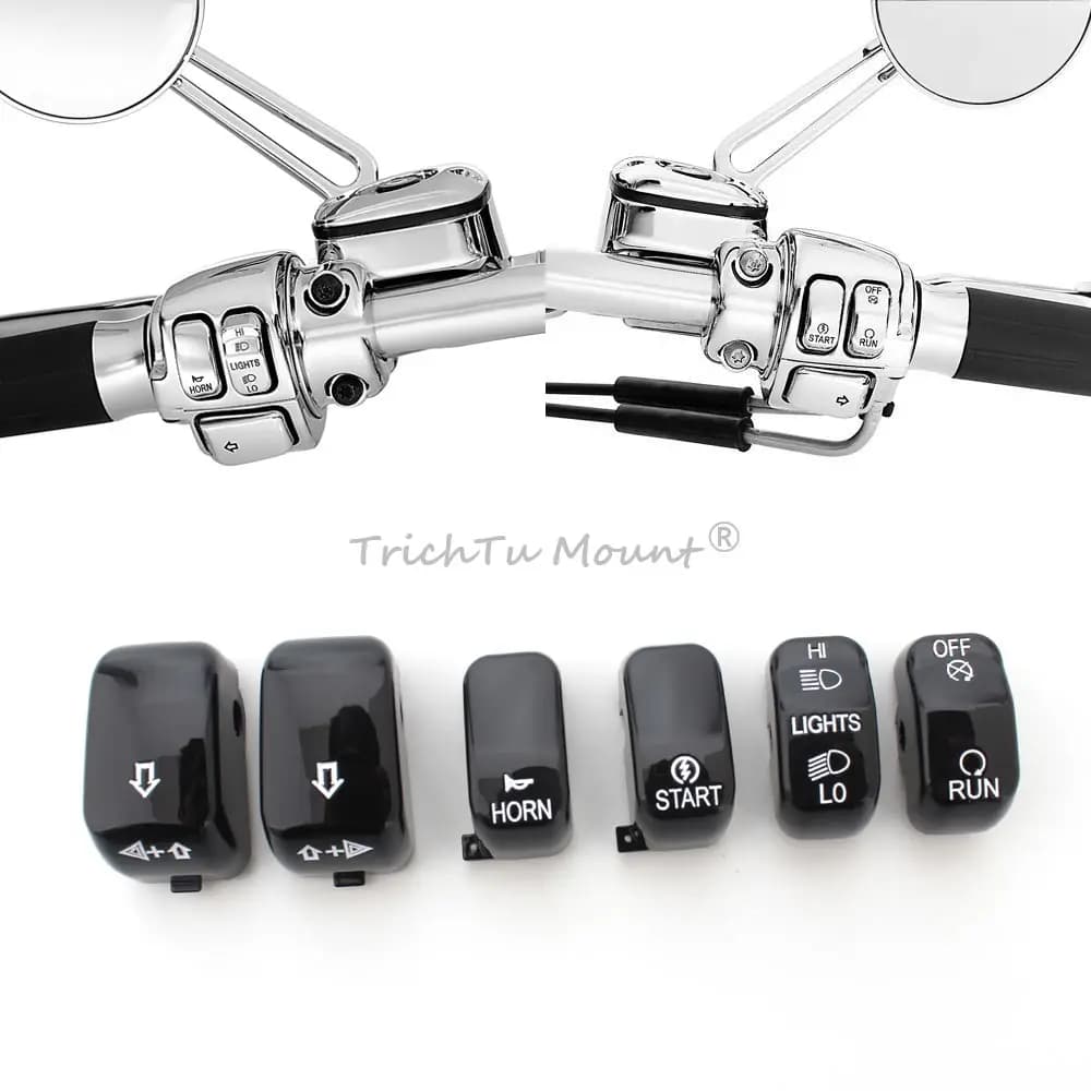Accessori moto 6 pezzi interruttore di controllo manuale pulsante Caps copertura adatta per Sportster XLH883 Dyna Wide Glide FXDWG/I 1996-2011
