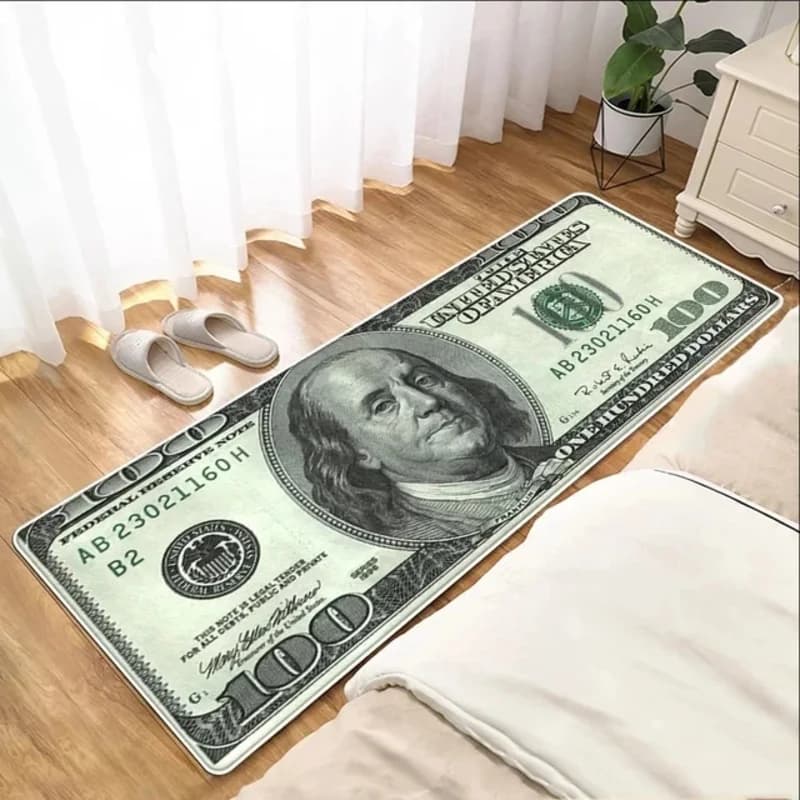 VIKAMA Tappeto Runner Personalizzato con Motivo Dollaro, Stile Nordico, per Camera da Letto, Comodino, Poggiapiedi, Tendenza Americana, Arredamento Casa