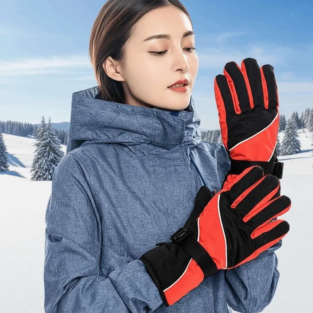 Guanti da Sci in Cotone PP Anti-Freddo, Anti-Schizzi, Touch Screen, Unisex, Antivento, Antiperdita, Riscaldati, Ispessiti