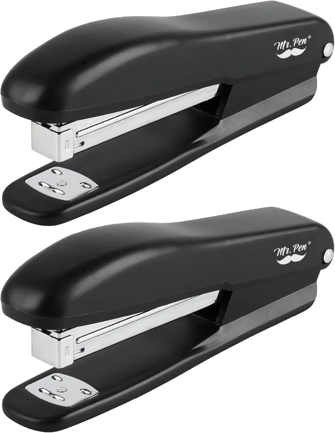 Cucitrice da ufficio con graffette, confezione da 2, 200 graffette, capacità 20 fogli, cucitrice da scrivania, design ergonomico, senza intasamenti