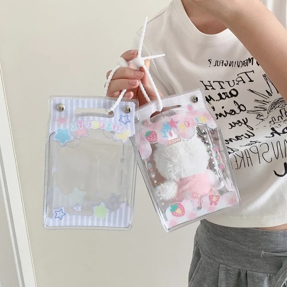 Transparent Milk Box Doll Storage Bag PVC Material with Clear Window Doll Protector Case Kaychain Milk Carton Shape
