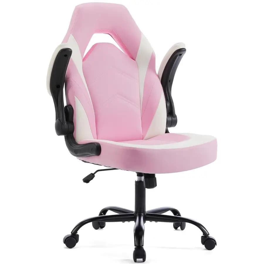 Sedia da Gaming Ergonomica con Supporto Lombare, in Pelle PU e Braccioli Ribaltabili, Regolabile in Altezza con Rotazione a 360°
