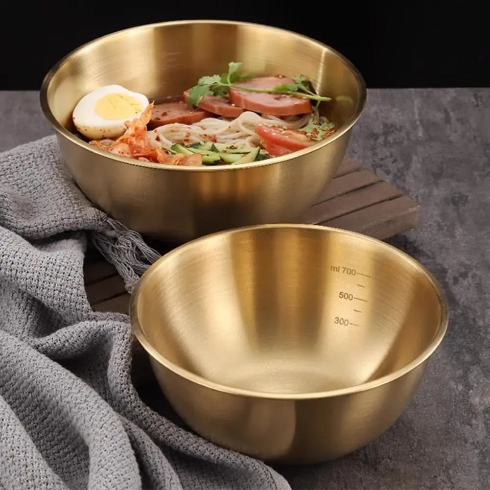 Ciotola per Insalata in Acciaio Inox Argento 17CM, 1/2 Pezzi, Ciotola per Riso e Noodles, Contenitore per Alimenti, Utensile da Cucina