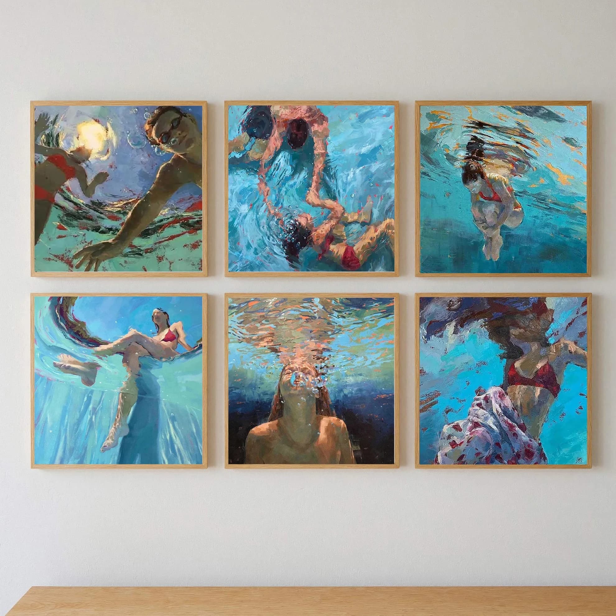 Abstract Oil Painting Pool Snorkeling Underwater Poster Painting On Canvas Print Art Image House Room Wall Decoration Gift