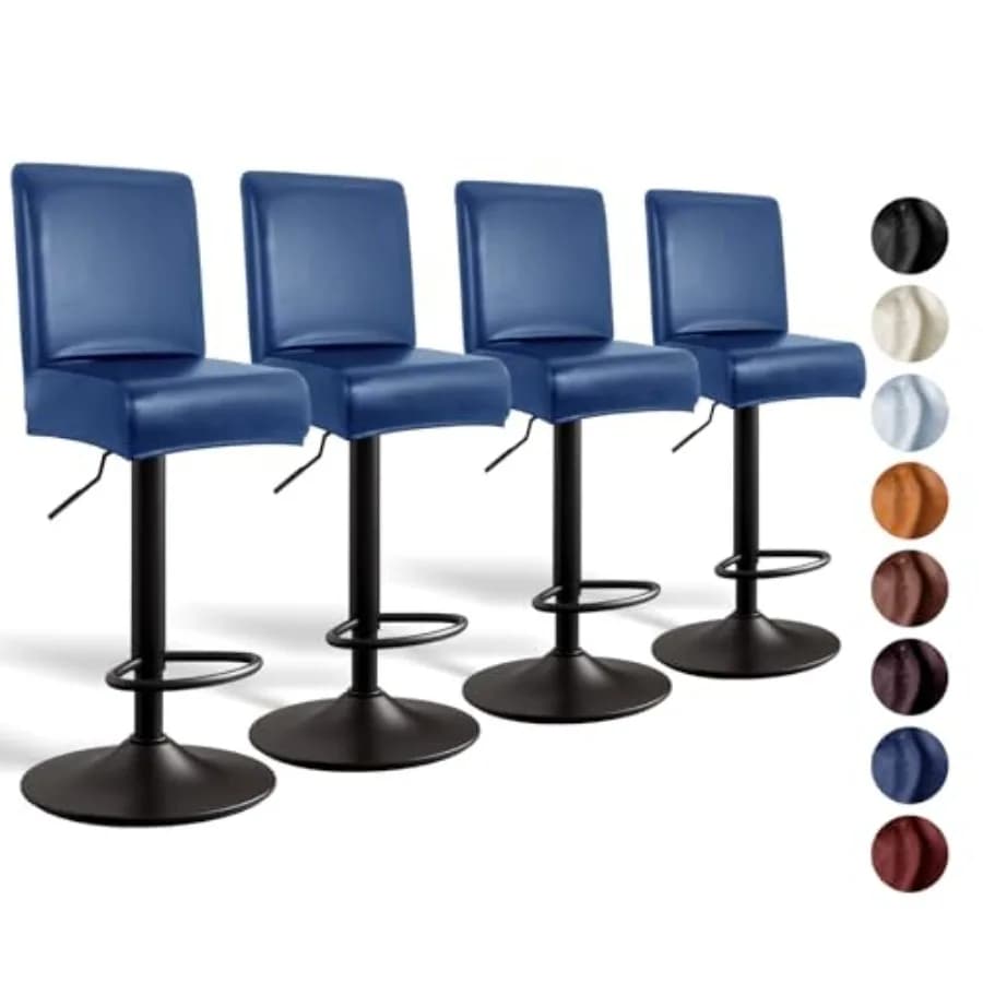 Coperture per Sgabelli da Bar in Pelle PU con Schienale, Set da 4 Coperture Elasticizzate Impermeabili Lavabili e Confortevoli