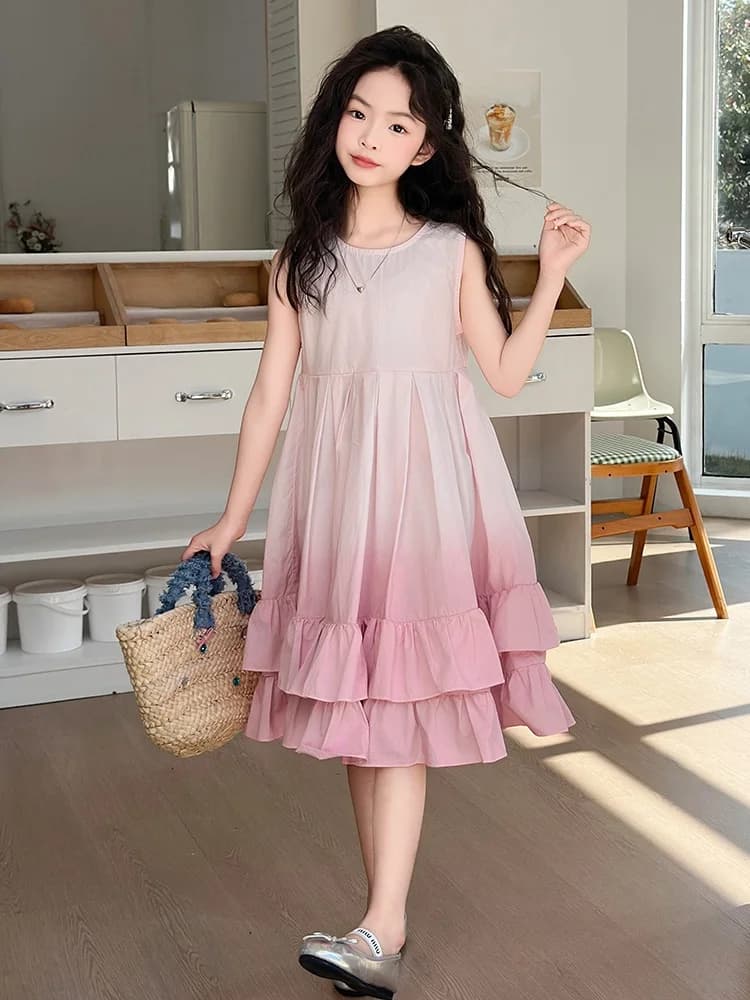 Girls Summer Sleeveless Princess Dress Children's Fashionable Elegant Skirt Medium And Large Children's Summer Dress