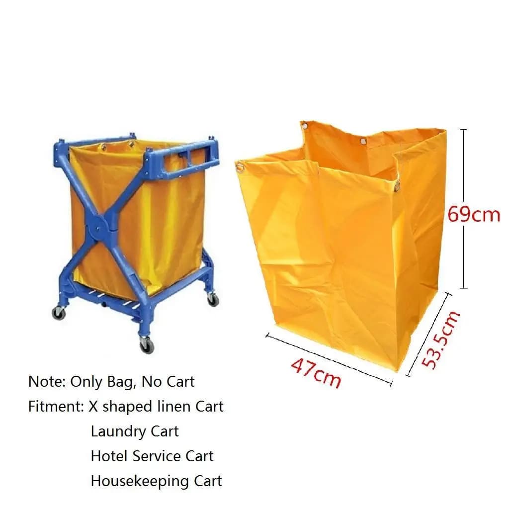X-shaped linen bag in Oxford fabric for hotel linen trolleys and cleaning services.