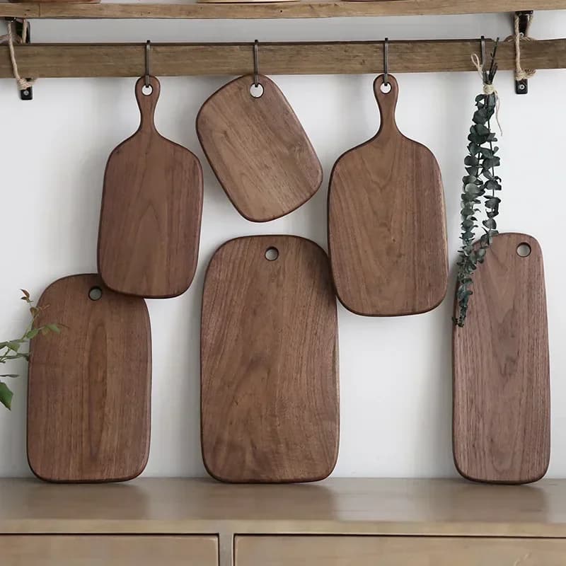 Black Walnut Solid Wood Cutting Board with Handle Fruit Bread Chopping Board Western Restaurant Board Bread Tray for Kitchen