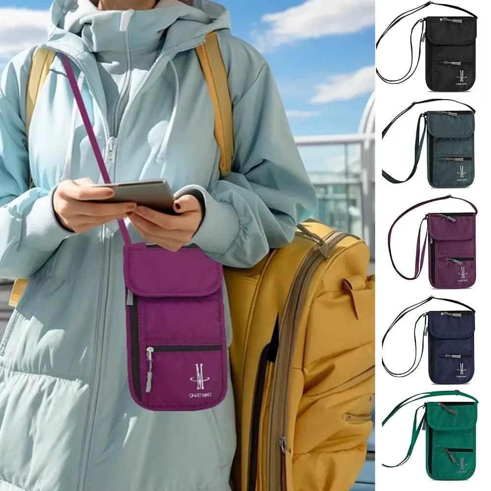 1 pz borsa portaoggetti in nylon portatile impermeabile borsa per documenti da viaggio borsa per passaporto portafoglio per il collo carta per documenti soldi custodia per passaporto
