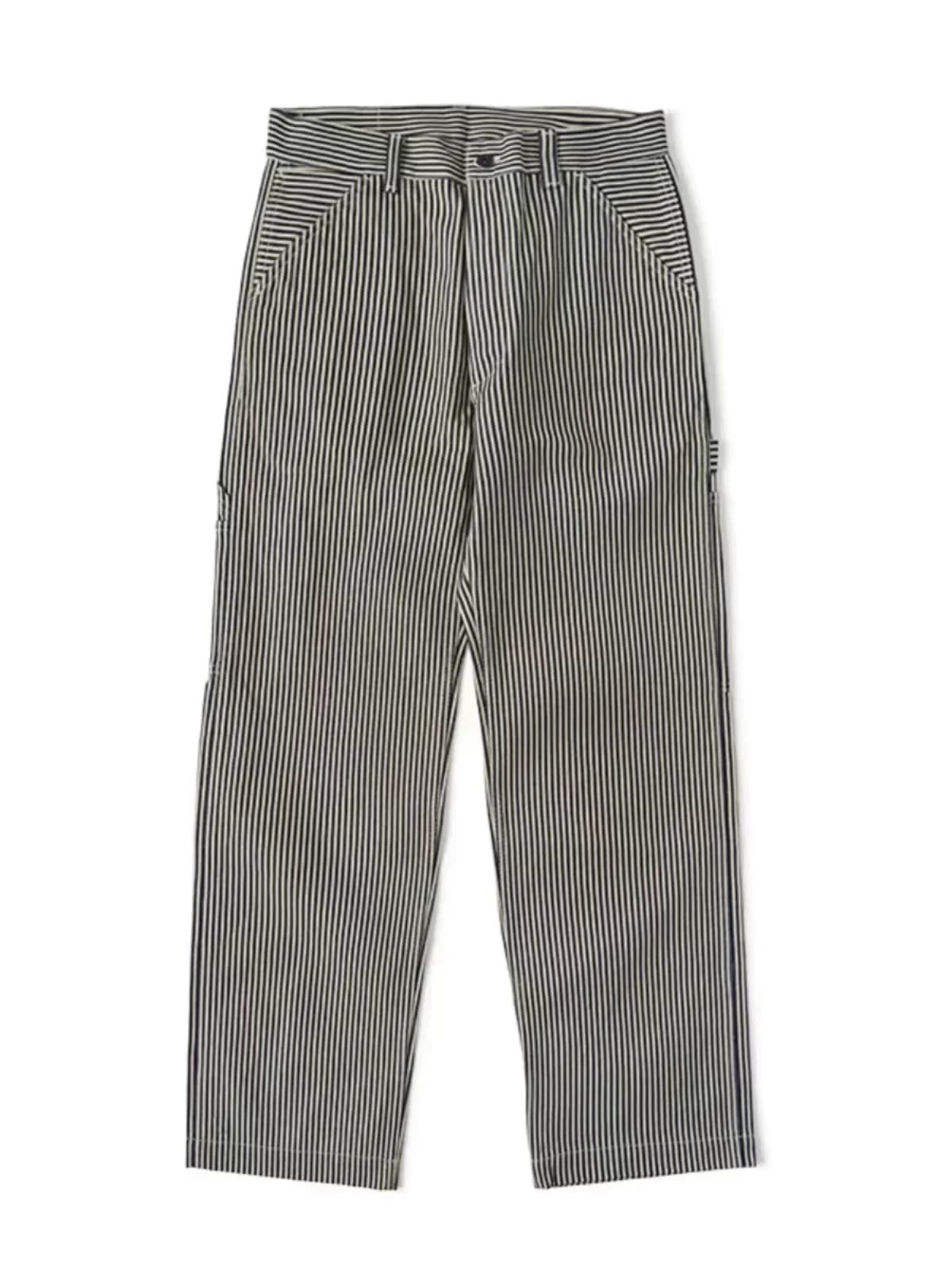 Robusto Bronson Lotto 421 Pantaloni da ingegnere a righe Express Pantaloni da conduttore ferroviario in denim vintage