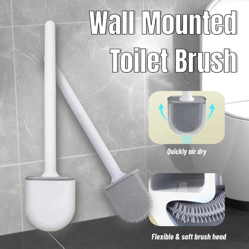 1 spazzola per WC con manico lungo da appendere alla parete, spazzola per pulizia in silicone, durevole, facile da pulire, adatta per la pulizia della toilette del bagno