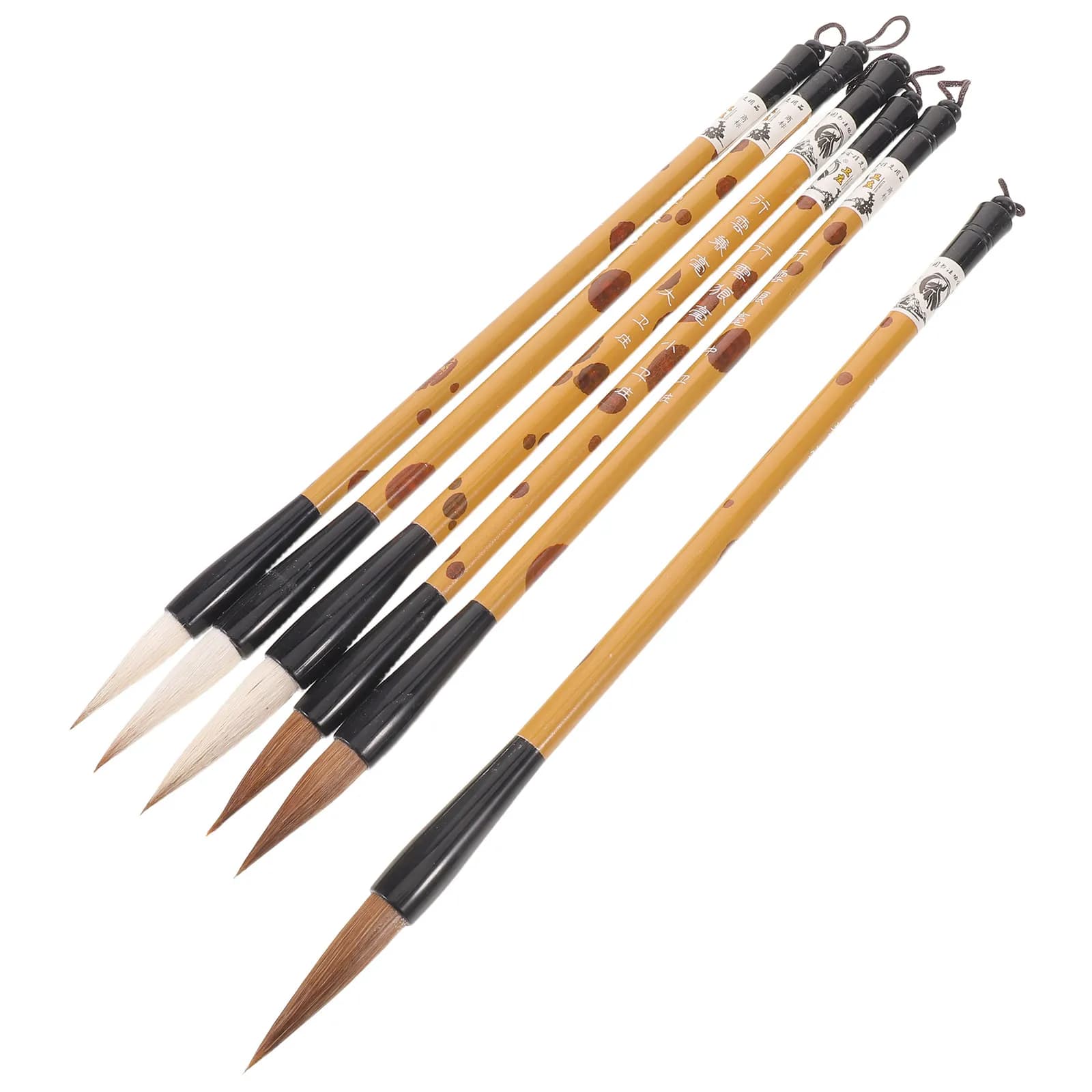 6Pcs Chinese Brush Set for Beginners Soft Hair Calligraphy Brushes with Bamboo Handle Excellent Ink Absorption Sumi