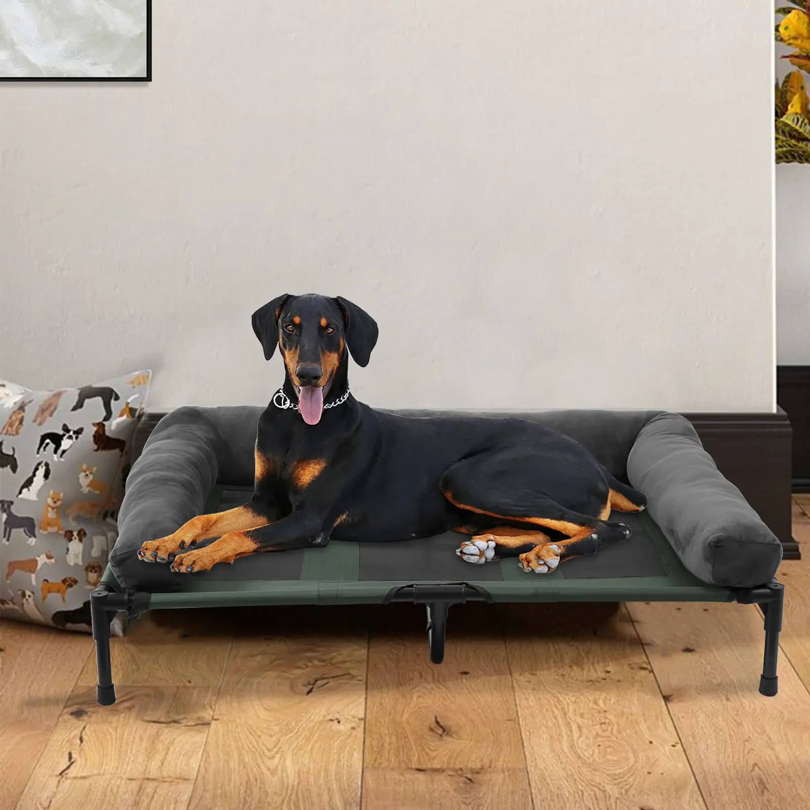 Cuccia per cani per cani e gatti lettino per animali domestici rialzato per interni ed esterni con cuscino in peluche staccabile rinfrescante estate L XL 2XL