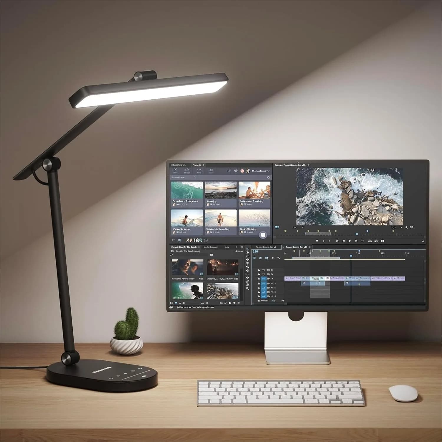 Lampada da Scrivania Honeywell per Casa e Ufficio, Luce LED H4 Sunturalux per la Cura degli Occhi, 700LM Dimmerabile con Timer, Regolabile