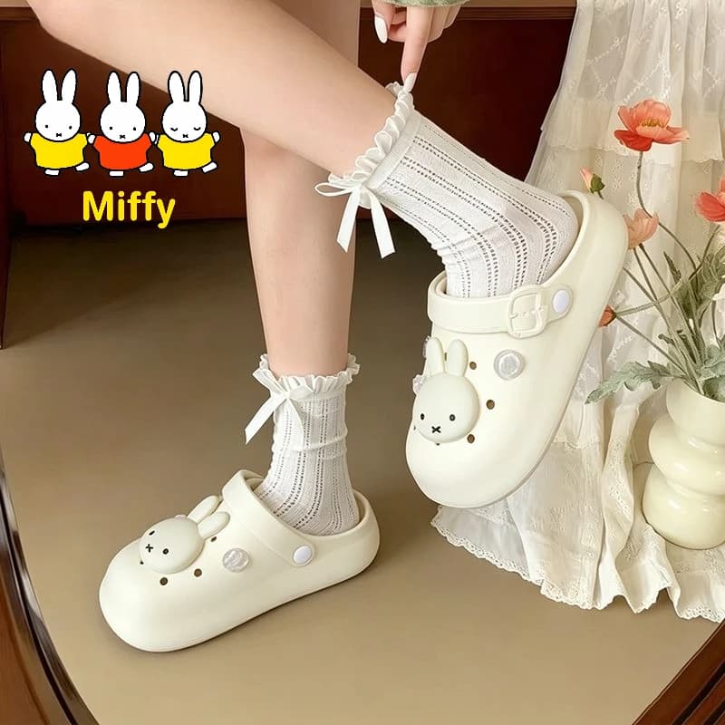 Kawaii Miffy Slippers Cute Cartoon EVA Slippers for Women Summer Cartoon Mickey Mouse Anti-Slip Beach Seaside Sandals