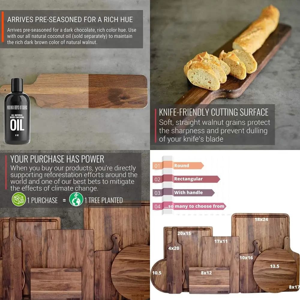 Sustainable cutter in hardwood and walnut, made in the United States, 4x20 with handle, ecological kitchen tool