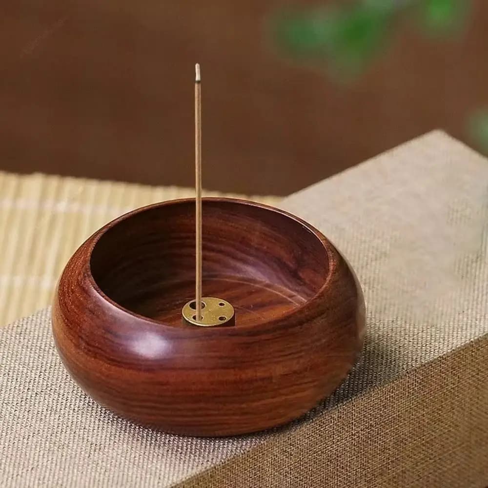 Wooden Mini Incense Holder Bowl Type 4 Holes Incense Burner Stick Holder Smell Aromatic Rosewood Bowl Shape Censer
