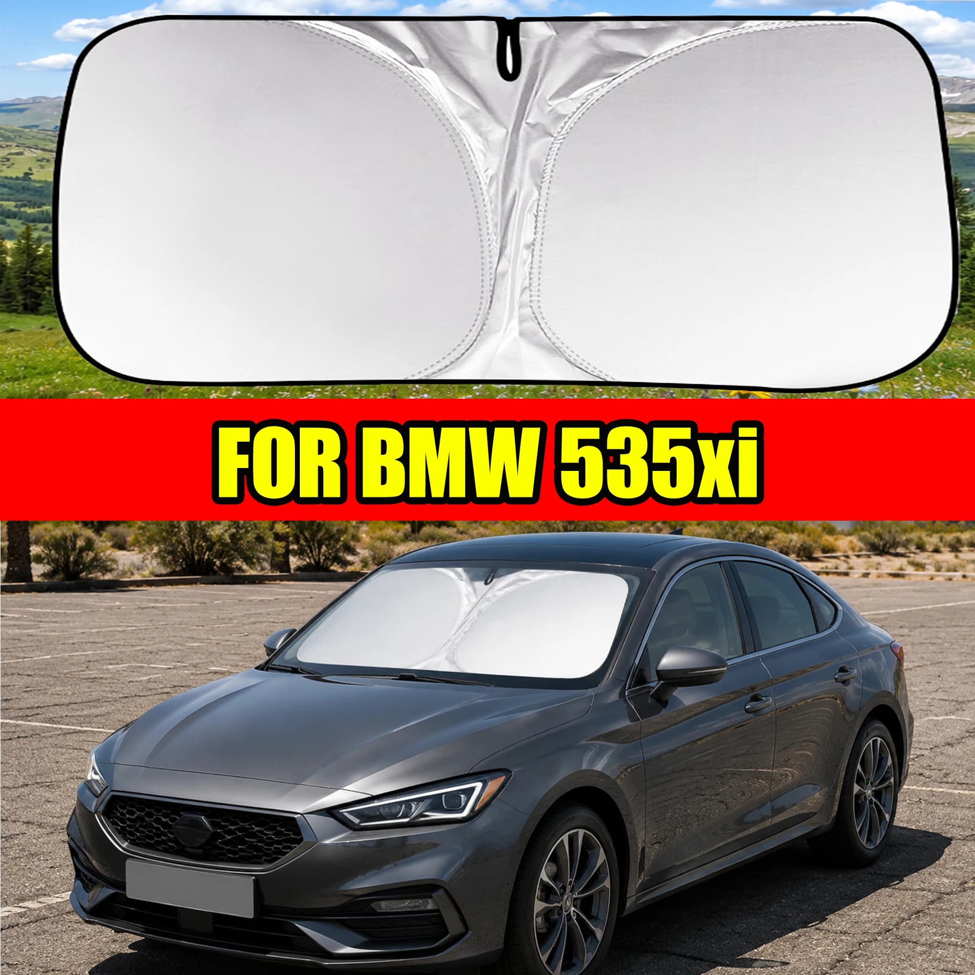 FOR BMW 535xi Windshield Sunshade With Double Layer Titanium Silver, UV Block & Interior Preservation