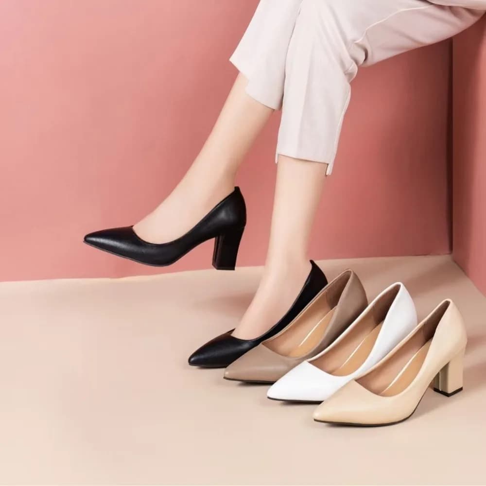 Minimalist Fashion Pumps Women's Thick Heel New Pointed Toe Shallow Mouth Sexy Elegant Daily Women's Single Shoes