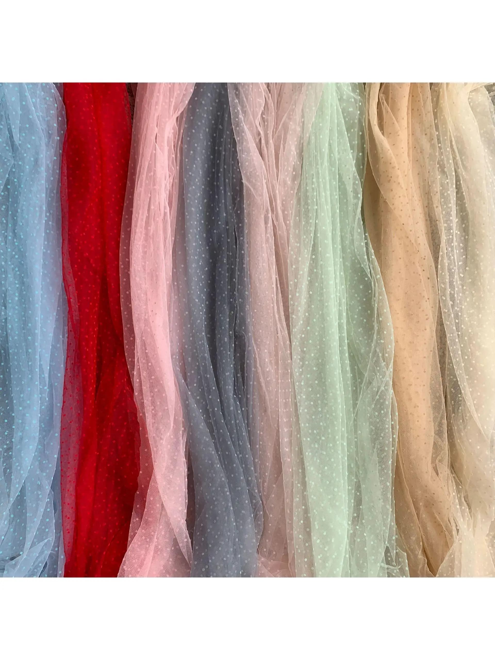 Tessuto a rete con motivo a pois rotondi per abbigliamento Hanfu per bambini e materiale per tessitura in filato lavorato a maglia Lolita, fornitura diretta