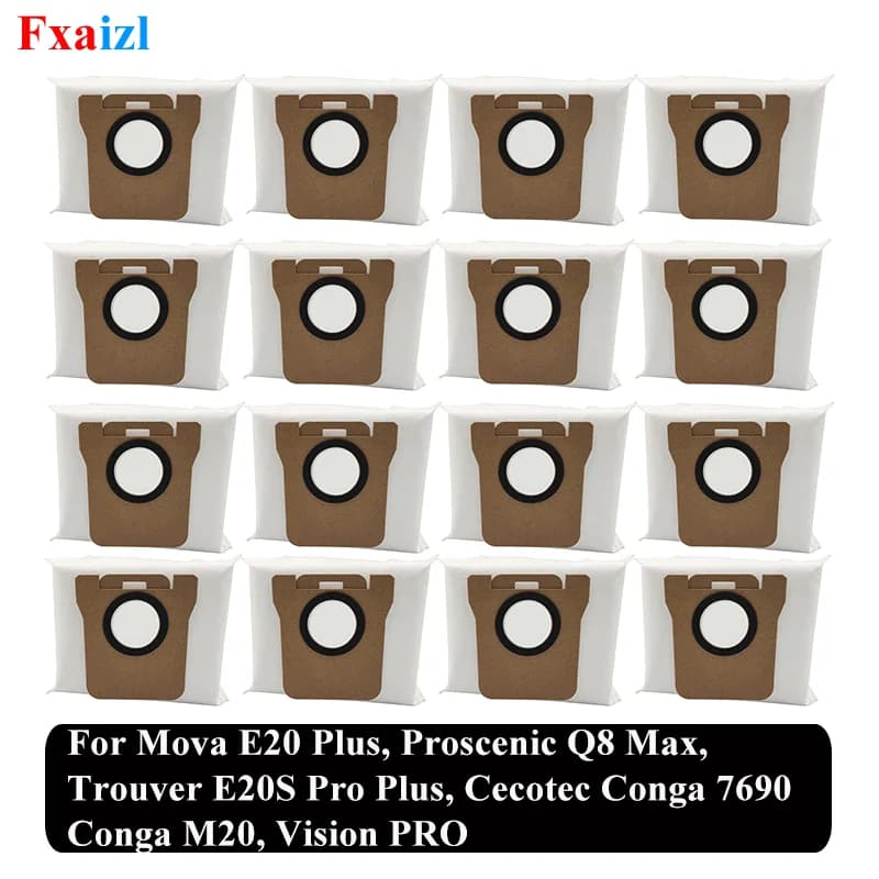 Sacchetto per la polvere compatibile con Mova E20 Plus, Proscenic Q8 Max, Trouver E20S Pro Plus, Cecotec Conga 7690/ Conga M20, Vision PRO