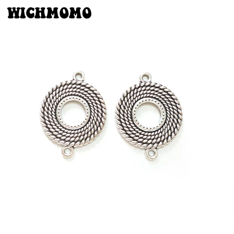 New 5pieces 27MM Retro Alloy Round Chain Shape Connectors Charms Pendants for DIY Necklace Handmade Material Jewelry Accessories