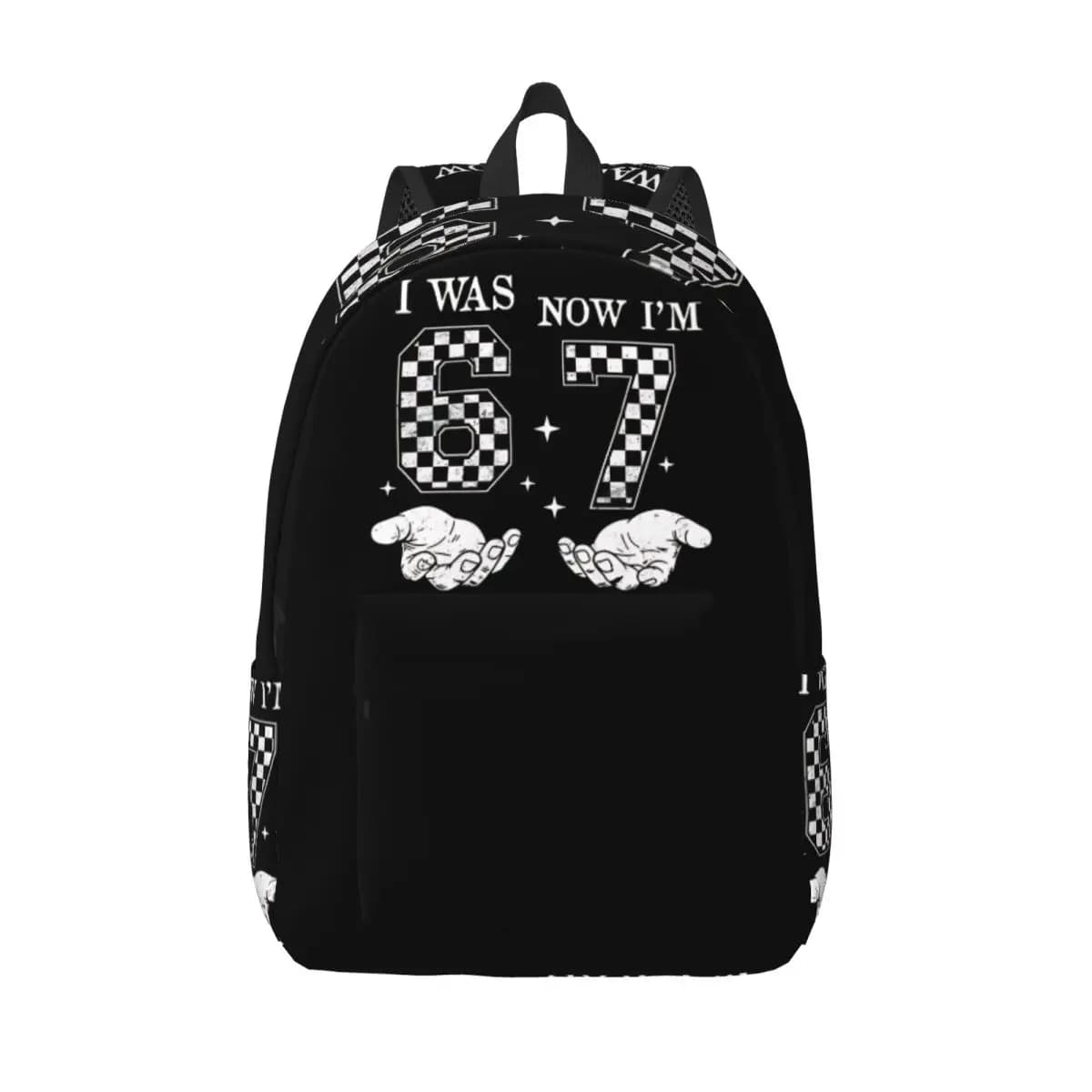 I Was 6 Now I'm 7 Year Old Birthday 67 Meme Six Seven Casual Backpack Student Work Daypack for Men Women College Shoulder Bag