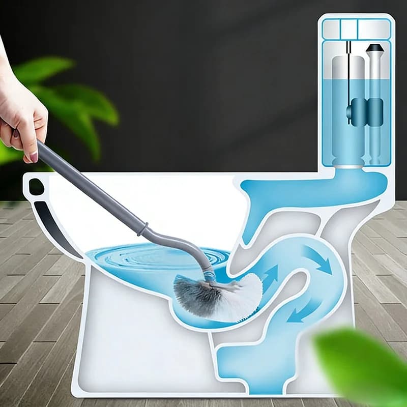 Spazzola per WC con manico lungo curvo, setole rigide per una pulizia profonda senza angoli morti, strumenti per la pulizia del bagno per casa e hotel
