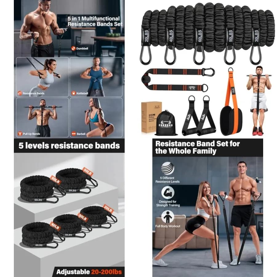 Fasce di Resistenza, Bande per Esercizi, Fasce di Resistenza per Allenamento, Bande di Assistenza per Trazioni, Bande per Allenamento con Maniglie per M