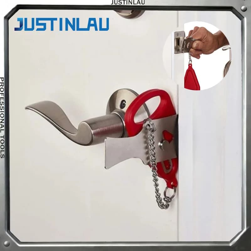 JUSTINLAU 1PC Serratura Portatile per Porta, per Viaggi, Alloggi, Arredamento Casa, Camere, Hotel, Serratura di Sicurezza Antifurto in Metallo