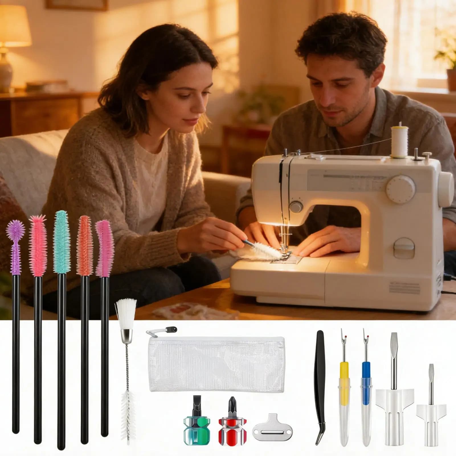 Kit di Pulizia per Macchina da Cucire, Set di Cacciaviti con Borsa Portaoggetti per Riparazioni, Artigianato, Laboratorio, Studio