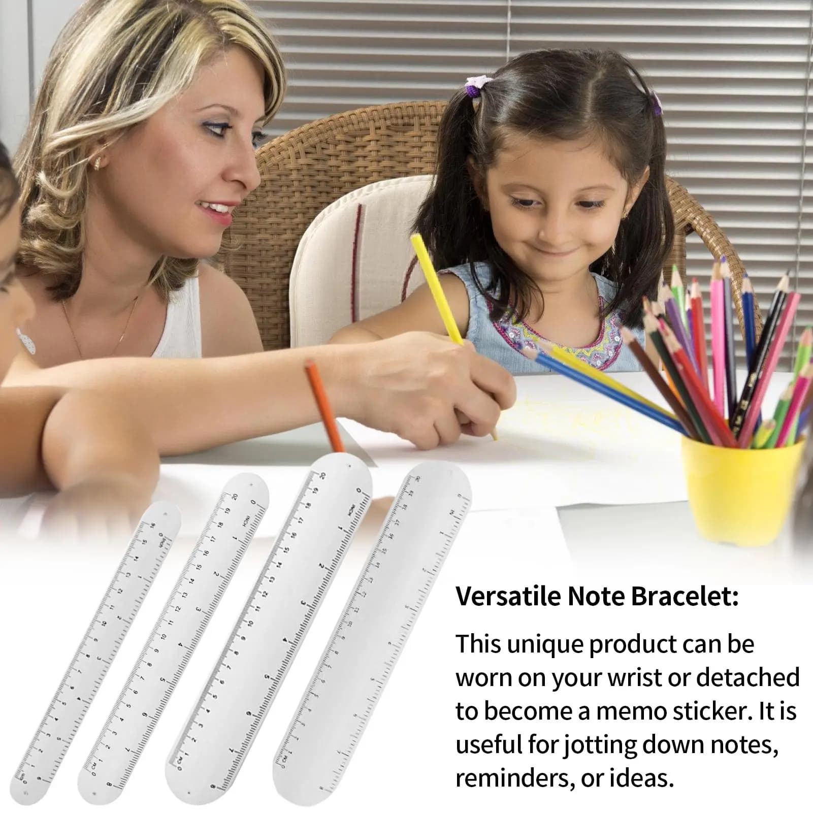 Blocco note indossabile in silicone, braccialetto riutilizzabile con promemoria, impermeabile, con lista delle cose da fare, righello e cancellabile, per riunioni e scuola