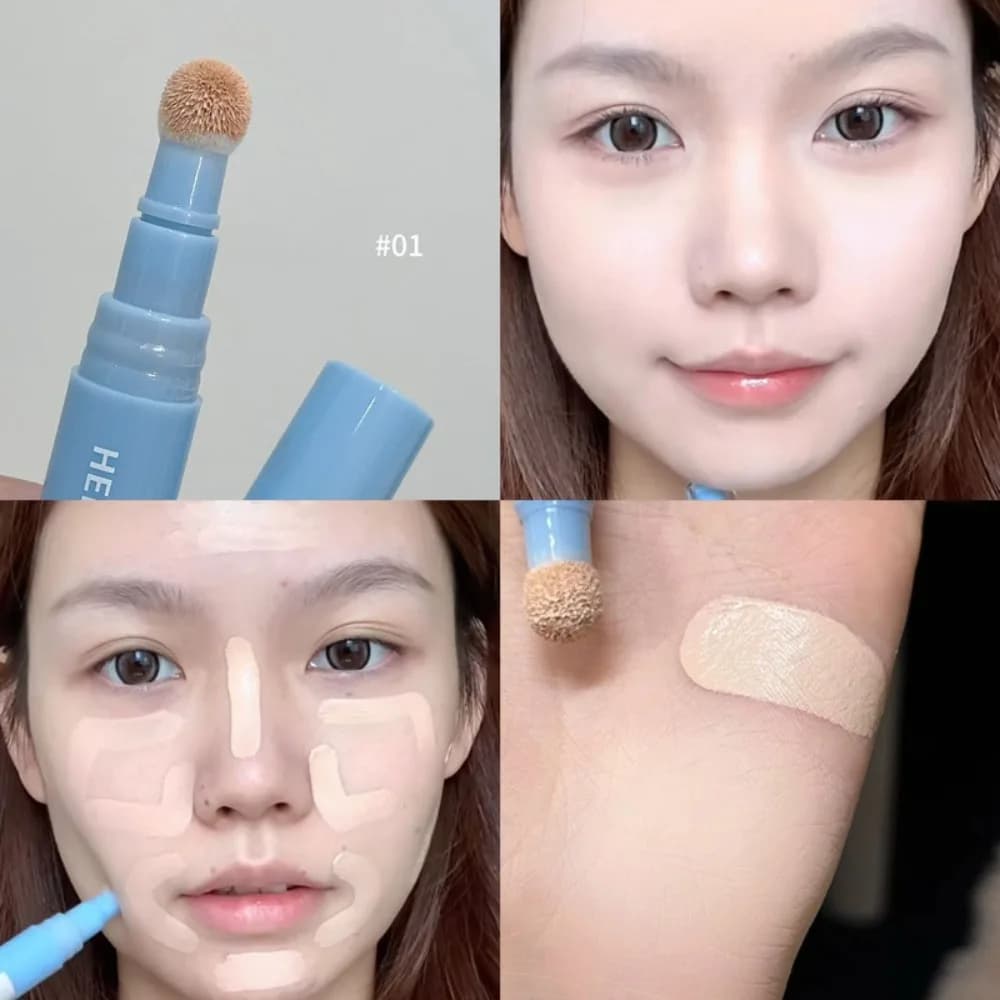 Matte Concealer Pen Moisturizing Long Lasting Contouring Pen Dual-Effect Soft Head Sponge Head Concealer Face Makeup
